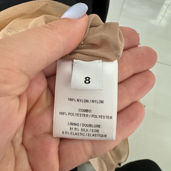 Marchesa beaded embellished illusion satin dress with front slit - Picture 3 of 16